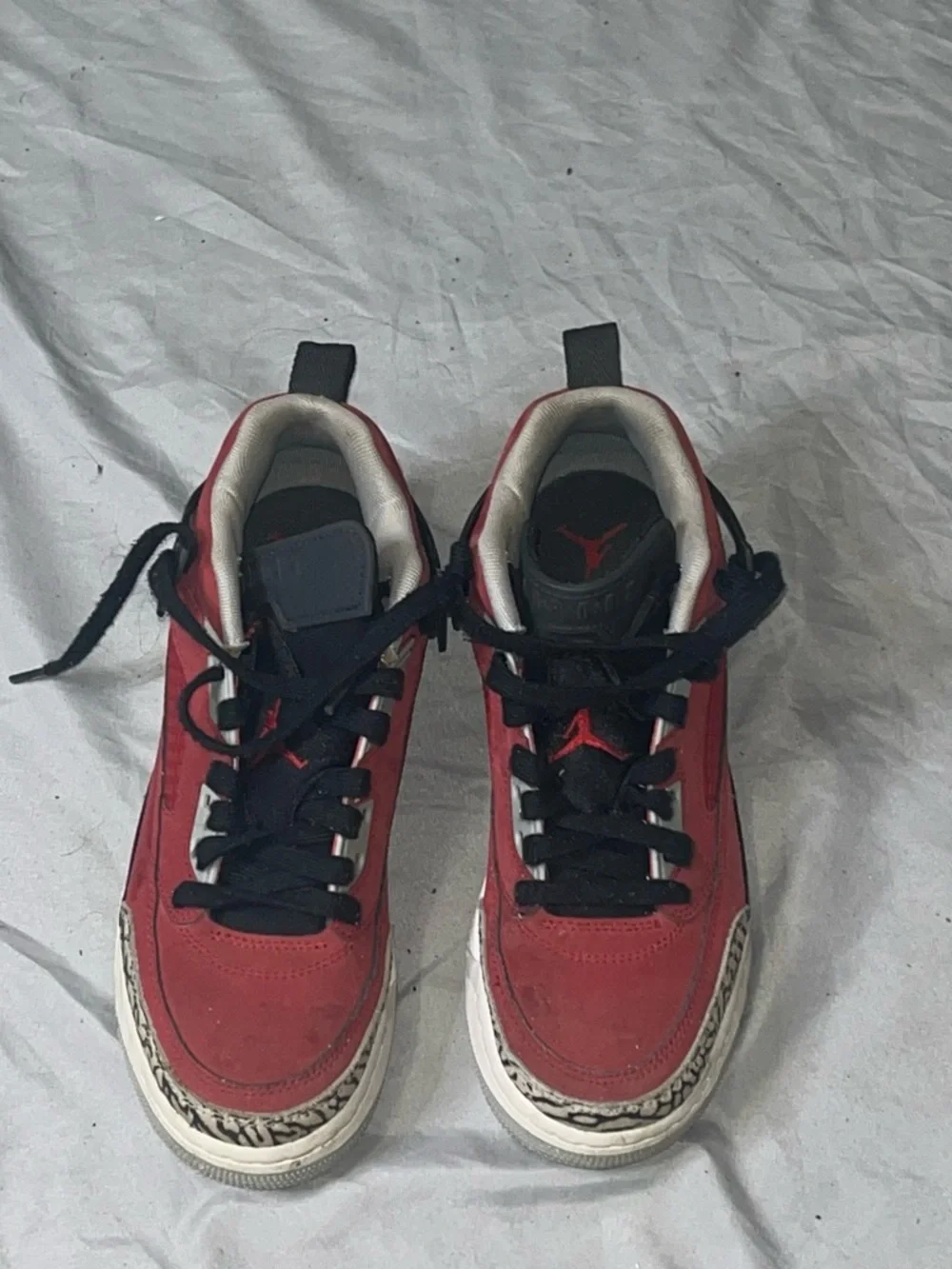 Jordan Red and Black Men's Sneakers with Elephant Print Trim